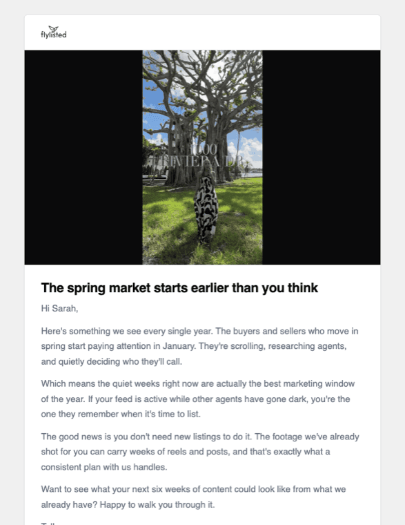 Sample nurture email from the Email Marketing Machine